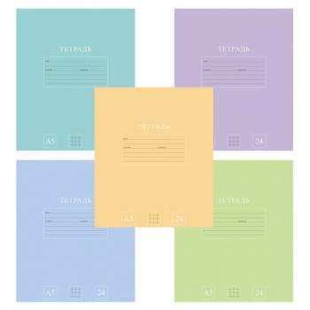 Тетрадь 24 л., HATBER-ECO клетка, офсет №2 ЭКОНОМ, обложка картон, PUREcolour (микс в спайке), 092112, 24Т5C1 - Премиум Сервис