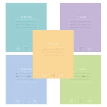Тетрадь 24 л., HATBER-ECO клетка, офсет №2 ЭКОНОМ, обложка картон, PUREcolour (микс в спайке), 092112, 24Т5C1 - Премиум Сервис