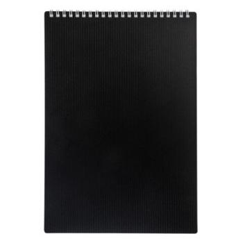 Блокнот БОЛЬШОЙ ФОРМАТ А4, 80 л., гребень, обложка пластик "VELVET", клетка, HATBER, черный, 081540, 80Б4В1гр_01601 - Премиум Сервис