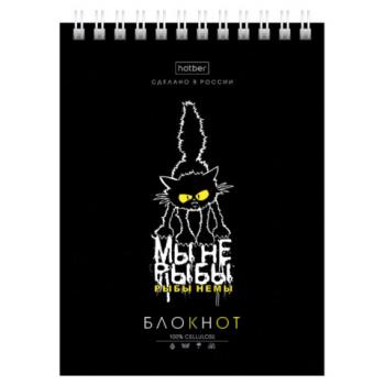 Блокнот МАЛЫЙ ФОРМАТ А6, 40 л., гребень, картон, клетка, HATBER, "Проект "Капланопись", 090639, 40Б6В1гр - Премиум Сервис