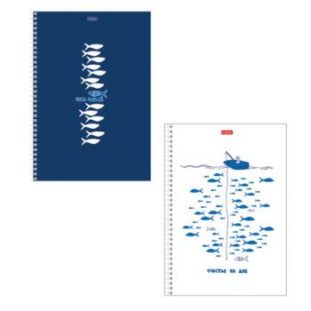 Тетрадь А4 80 л., HATBER, гребень, клетка, Soft-touch ламинация, цветной срез, "Рыба моя" (микс), 090167, 80Т4лВ1гр - Премиум Сервис