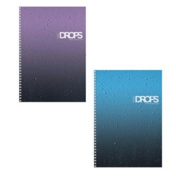 Тетрадь А4 80 л., HATBER, гребень, клетка, глянцевая ламинация, "Drops" (микс в спайке), 088870, 80Т4лВ1гр - Премиум Сервис