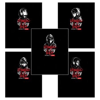 Тетрадь А5 48 л. HATBER скоба, клетка, выборочный лак, "Music is my life" (микс в спайке), 091471, 48Т5вмВ1 - Премиум Сервис