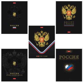 Тетрадь А5 48 л., HATBER, скоба, клетка, матовая ламинация, 3D-фольга, 3D-лак, Россия (микс), 093210, 48Т5лофлВ1 - Премиум Сервис