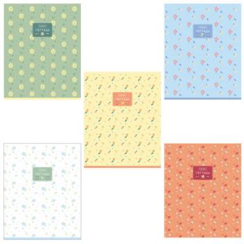 Тетрадь А5 48 л., HATBER, скоба, клетка, обложка картон, тиснение, Цветочный орнамент (микс), 092867, 48Т5тВ1 - Премиум Сервис