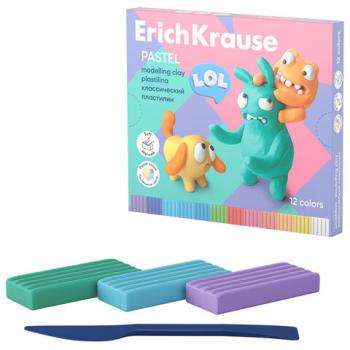 Пластилин классический ERICH KRAUSE "Jolly Friends pastel", 12 цветов, 216 г, со стеком, 61352 - Премиум Сервис