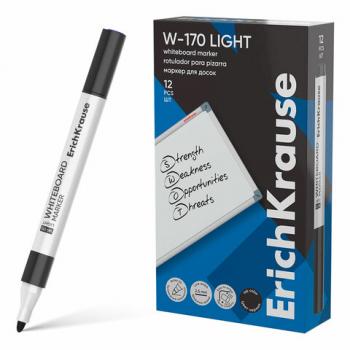 Маркер стираемый для белой доски, ЧЕРНЫЙ, ERICH KRAUSE "W-170 Light", круглый наконечник, 2,5 мм, 63567 - Премиум Сервис