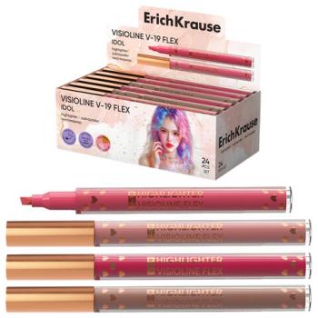 Текстовыделитель с гибким наконечником ERICH KRAUSE "Visioline V-19 Flex Idol", АССОРТИ, 63551 - Премиум Сервис