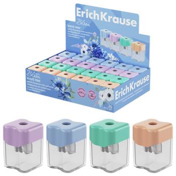 Точилка ERICH KRAUSE "Wave Mini Pastel Bloom" с контейнером, пластиковая, корпус ассорти, 60044 - Премиум Сервис