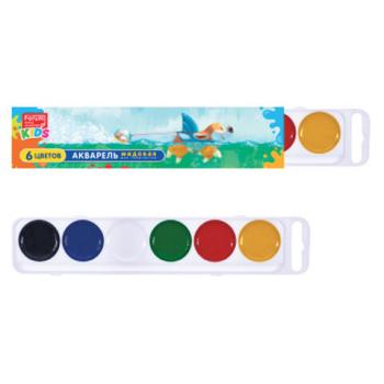 Краски акварельные FORUM "Зверята" 6 цветов, медовые, круглые кюветы, картонная коробка, FA-EV-006-Z - Премиум Сервис
