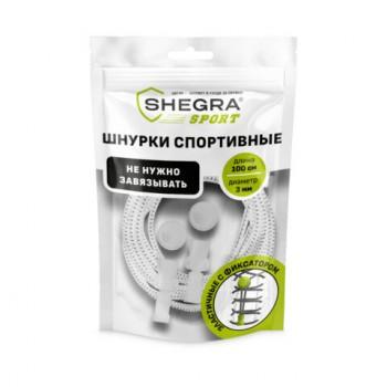Шнурки круглые спортивные с фиксатором, 100 см, цвет БЕЛЫЙ, SHEGRA, 701720 - Премиум Сервис