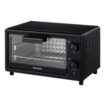 Мини-печь электрическая SONNEN EO-1001, 800 Вт, 10 л, таймер, нагрев до 230 C, черная, 458308 - Премиум Сервис