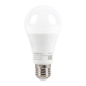 Лампа светодиодная SONNEN EXTRA, 12 (100) Вт, Е27, груша, теплый белый, 30000 ч, LED A60-12W-2700-Е27, 457894 - Премиум Сервис