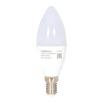Лампа светодиодная SONNEN EXTRA, 7 (60) Вт, Е14, свеча, нейтральный белый, 30000 ч, LED C37-7W-4000-Е14, 457903 - Премиум Сервис