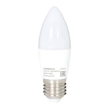 Лампа светодиодная SONNEN EXTRA, 10 (85) Вт, Е27, свеча, нейтральный белый, 30000 ч, LED C37-10W-4000-Е27, 457907 - Премиум Сервис