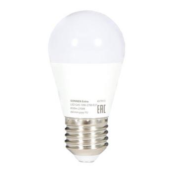 Лампа светодиодная SONNEN EXTRA, 10 (85) Вт, E27, шар, теплый белый, 30000 ч, LED G45-10W-2700-Е27, 457913 - Премиум Сервис