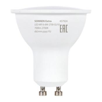 Лампа светодиодная SONNEN EXTRA, 8 (70) Вт, GU10, теплый белый, 30000 ч, LED MR16-GU10-8W-2700, 457924 - Премиум Сервис
