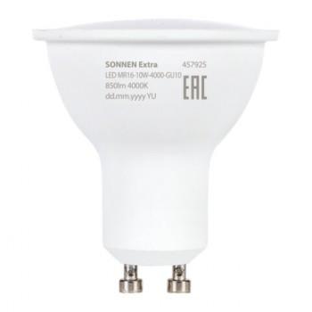Лампа светодиодная SONNEN EXTRA, 10 (90) Вт, GU10, нейтральный белый, 30000 ч, LED MR16-GU10-10W-4000, 457925 - Премиум Сервис