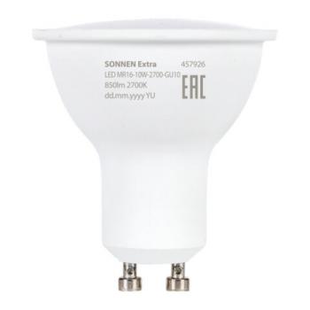 Лампа светодиодная SONNEN EXTRA, 10 (90) Вт, GU10, теплый белый, 30000 ч, LED MR16-GU10-10W-2700, 457926 - Премиум Сервис