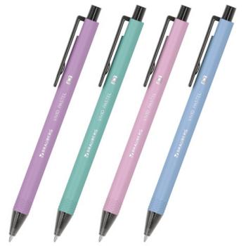 Ручка шариковая автоматическая BRAUBERG "VIVID PASTEL", корпус soft-touch, СИНЯЯ, пишущий узел 0,7 мм, линия письма 0,35 мм, 144404 - Премиум Сервис