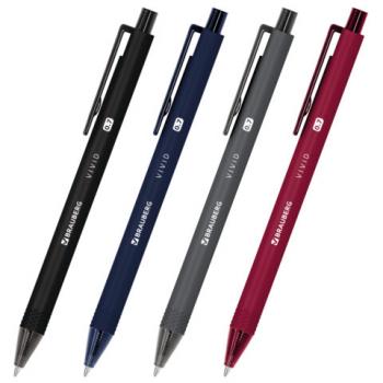 Ручка шариковая автоматическая BRAUBERG "VIVID", корпус soft-touch, СИНЯЯ, пишущий узел 0,7 мм, линия письма 0,35 мм, 144407 - Премиум Сервис