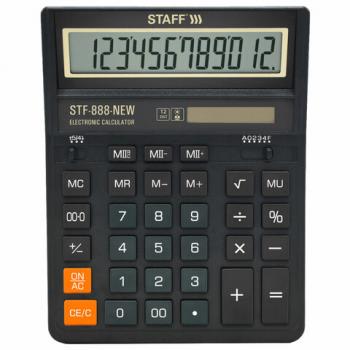 Калькулятор настольный STAFF STF-888-New (202x158 мм), 12 разрядов, двойное питание, черный, 273831 - Премиум Сервис
