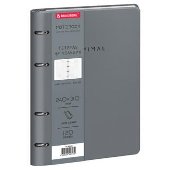 Тетрадь на кольцах БОЛЬШАЯ А4 240х310 120л, под кожу, BRAUBERG VISTA, Rhythm, 405202 - Премиум Сервис
