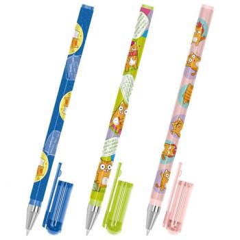 Ручка шариковая с принтом FUNSTER STICK "КОТ-ЭНТУЗИАСТ", СИНЯЯ, SOFT TOUCH покрытие, узел 0,7 мм, линия 0,35 мм, 144398 - Премиум Сервис