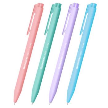Ручка шариковая автоматическая BRAUBERG "TRIOS PASTEL COLOR", СИНЯЯ, корпус ассорти, пишущий узел 0,5 мм, линия письма 0,3 мм, 144496 - Премиум Сервис