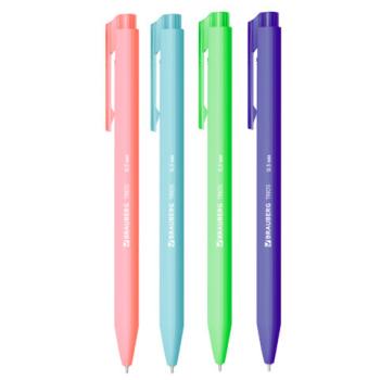 Ручка шариковая автоматическая BRAUBERG "TRIOS BRIGHT COLOR", корпус ассорти, СИНЯЯ, пишущий узел 0,5 мм, линия письма 0,3мм, 144497 - Премиум Сервис