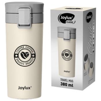 Термокружка 380 мл JOYLUX CLASSIC COFFEE, нержавеющая сталь SUS304, бежевый с принтом, 700273 - Премиум Сервис