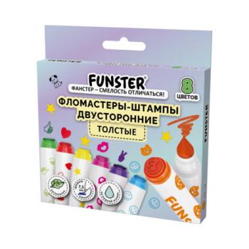 Фломастеры-штампы двусторонние FUNSTER (ФАНСТЕР) 8 цветов, ударопрочный наконечник, 152627 - Премиум Сервис
