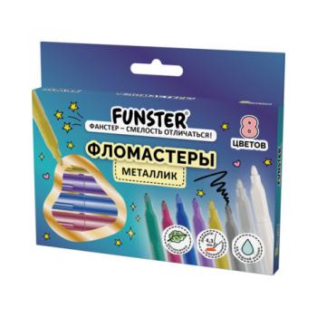 Фломастеры FUNSTER (ФАНСТЕР) "METALLIC" 8 цветов металлик, ударопрочный наконечник, 152630 - Премиум Сервис