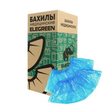 Бахилы КОМПЛЕКТ 1900шт (950пар) СТАНДАРТ, 41х14см, двойная резинка, 18мкм, 2,5г, ELEG, ПНД-9/2р-С-удл. - Премиум Сервис