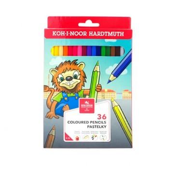 Карандаши цветные KOH-I-NOOR "LION", 36цв., 2,8мм, европодвес, 3555/36, 3555036034KS - Премиум Сервис