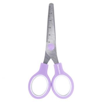 Ножницы BRAUBERG KIDS 130 мм, ручки лавандовые, закругленные лезвия с линейкой, 274061 - Премиум Сервис