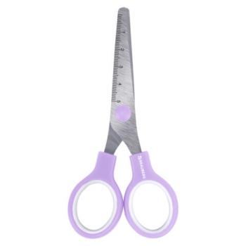 Ножницы BRAUBERG KIDS 130 мм, ручки лавандовые, закругленные лезвия с линейкой, 274061 - Премиум Сервис