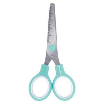 Ножницы BRAUBERG KIDS 130 мм, ручки мятные, закругленные лезвия с линейкой, 274062 - Премиум Сервис
