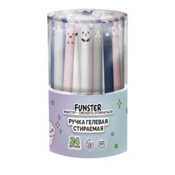 Ручка стираемая гелевая FUNSTER "CUTE ANIMALS", СИНЯЯ, корпус soft-touch ассорти, игольчатый узел 0,5 мм, линия письма 0,35 мм, 144434 - Премиум Сервис