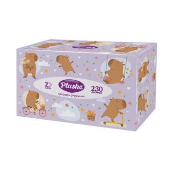 Косметические салфетки 230 штук в картонном боксе 2-слойные Plushe (Плюше), 20х20 см,, 70820 - Премиум Сервис