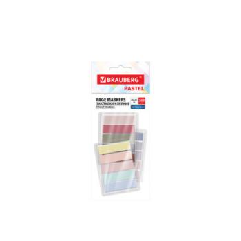 Закладки клейкие пастельные BRAUBERG PASTEL, НАБОР 300 штук (15 цветов х 20 листов), 45х12 мм, 116682 - Премиум Сервис