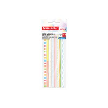 Закладки клейкие выделители текста BRAUBERG ULTRA PATTERN COLOR, 135х5мм 160 штук (8 цветов х 20 листов), 116687 - Премиум Сервис