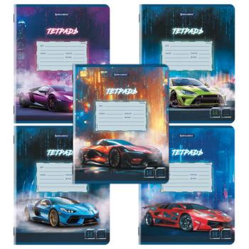 Тетрадь 12л. BRAUBERG клетка, обложка картон, SPORT CARS, 107778 - Премиум Сервис