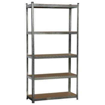 Стеллаж металлический BOOMHOUSE (БУМХАУС) безболтовой, в2000*ш1000*г400мм, 5 полок МДФ, серебристый, 291414 - Премиум Сервис