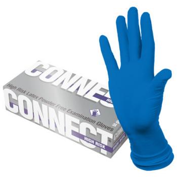 Перчатки латексные смотровые CONNECT HIGH RISK, 25 пар (50 шт.), размер L (большой), синие, CON-HR-03 - Премиум Сервис