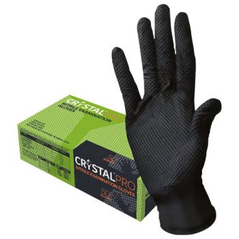 Перчатки нитриловые смотровые с текстурой CRYSTAL PRO, 25 пар (50 шт.), размер M (средний), черные, CR-BL-01 - Премиум Сервис