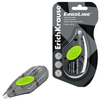 Корректирующая лента ERICH KRAUSE ErgoLine®, с резиновой вставкой, 5мм х 8м, серый, 5, 53604 - Премиум Сервис