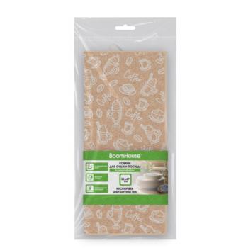 Коврик для сушки посуды из микрофибры, 31х47см, "КОФЕ", 440г/м2, BOOMHOUSE (БумХаус), 701155 - Премиум Сервис