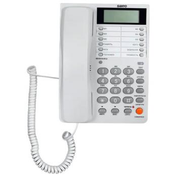 Телефон SANYO RA-S408W, спикерфон, память 55 номеров, тональный/импульсный режим, белый - Премиум Сервис