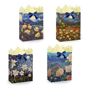 Пакет подарочный (1 штука) 18х10х23см (M) "3D Flowers", ассорти, с тишью, ЗОЛОТАЯ СКАЗКА, 700809 - Премиум Сервис